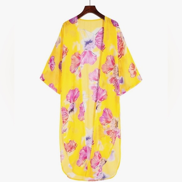 Floral Yellow and Pink Swim Coverup NWOT - Picture 4 of 4